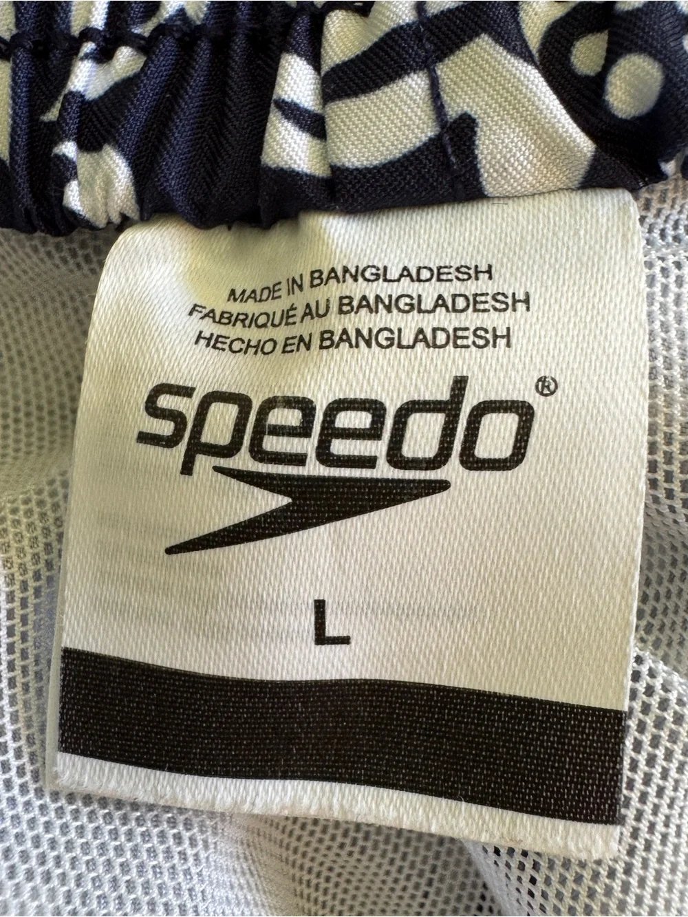 Speedo Floral Swim Trunks Navy White Tropical Board Shorts Mesh Lined L